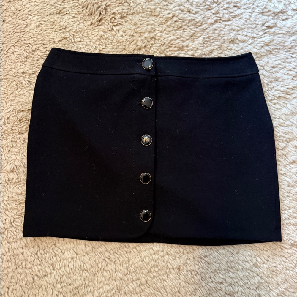 Sezane Black Mini Skirt with button detail